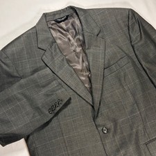 Jos A Bank Mens Gray Windowpane Plaid 100 Wool 2 Button Blazer Sport Coat 44S