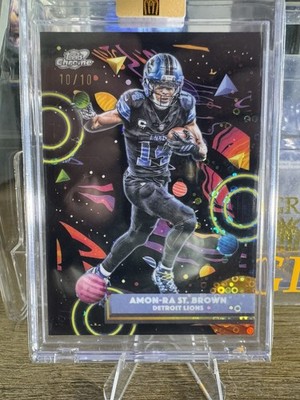 2025 Topps Amon-Ra St. Brown Cosmic Black Eclipse Refractor 10/10 SSP Bookend