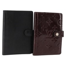 LOUIS VUITTON Monogram Vernis Mat Agenda PM Day Planner Cover 2Set Auth bs30197
