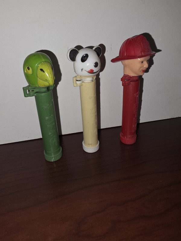 Vintage Totem Candy Dispensers (Pez Like) set of Four - Panda Parrot Fireman