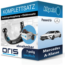 Für Mercedes A-Klasse 18 - jetzt ORIS Anhängerkupplung abnehmbar + 7polig E-Satz