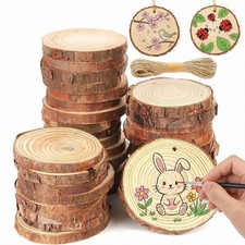 VGOODALL 36Pcs Natural Wood Slices for Crafts, 7-8cm Unfinished S, brown