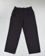 Escada Margaretha Ley Pants 44 Black Pinstripes Wool High Waist Straight Leg