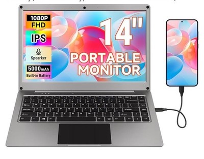 CrowView Note 14 Portable Lapdock Monitor with keyboard IPS 1080pUSB-C/Mini HDMI