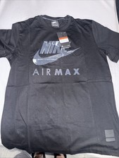Nik Air Max T-Shirt Size Large Black Short Sleeve Graphic Print
