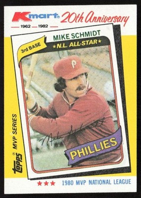 1982 Topps Kmart 20th Anniversary AL & NL MVP's Mike Schmidt #39 Phillies
