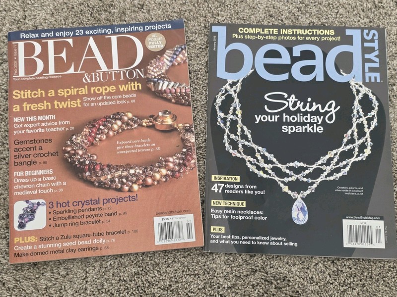 Lot of 2 - Beadwork Magazines - Bead & Button FEB 2007 - Bead Style JAN 2015