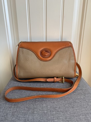 Vintage Dooney & Bourke Taupe & Tan All Weather Leather Shoulder Bag - Image 1