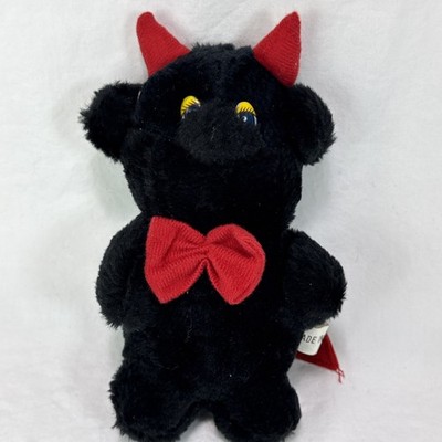 Vintage Devil Plush Rare Monster Red Horns Tail Bow tie Cute Demon 1980 s Era