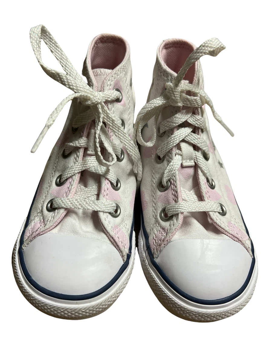 Converse Infant High Top Pink White Silver Glitter Baby Size 8 No insoles