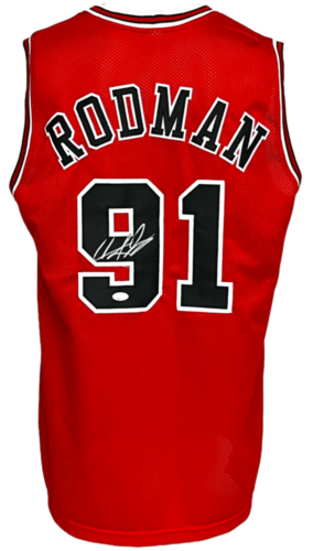 Chicago Bulls Dennis Rodman Autographed Pro Style Red Jersey JSA Authenticated - Picture 1 of 1