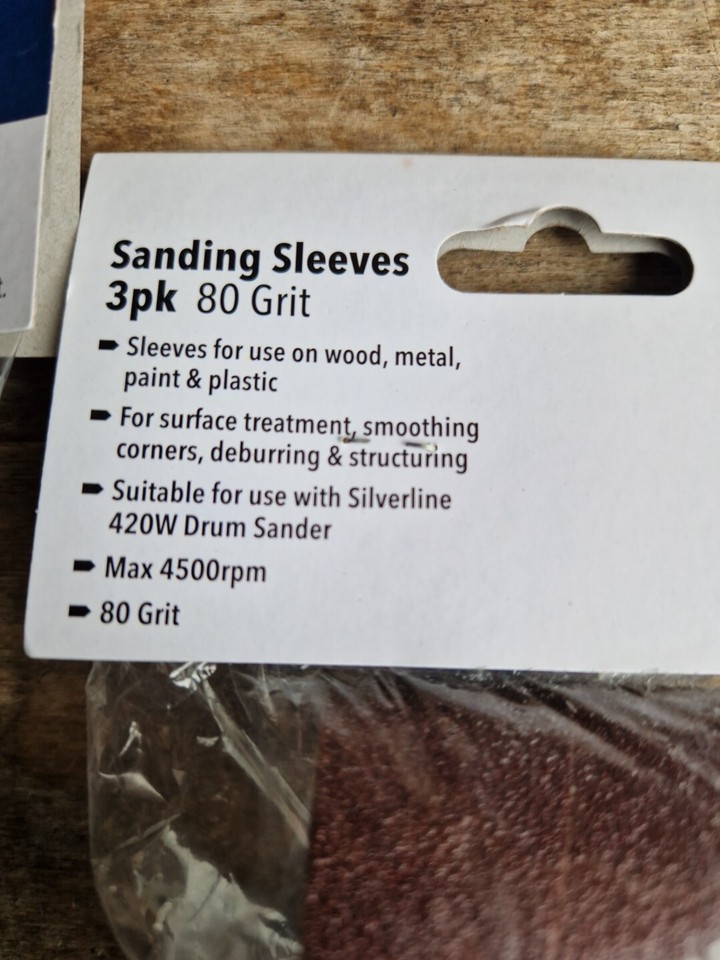 9 Silverline 491660 80 Grit Sanding Sleeves 3pk For 420w Drum Sander eBay