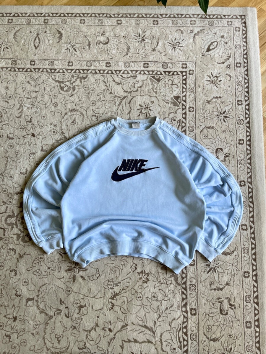 Vintage Nike Big Logo Baby Blue Sweatshirt Boxy Crewneck Size M