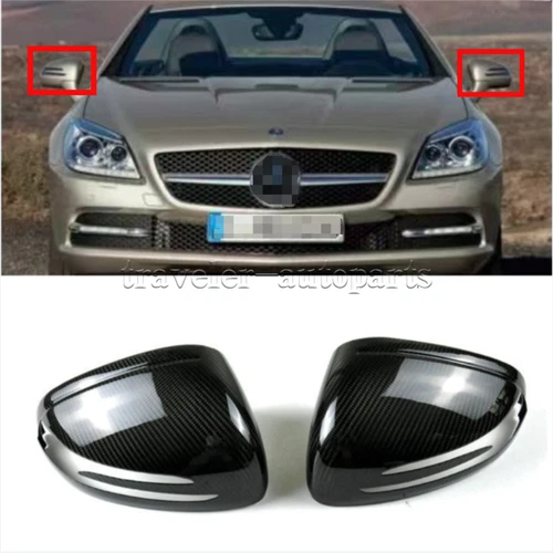 Real Carbon Fiber Side Mirror Cover Cap For Mercedes Benz R172 SLK SLC SL AMG GT