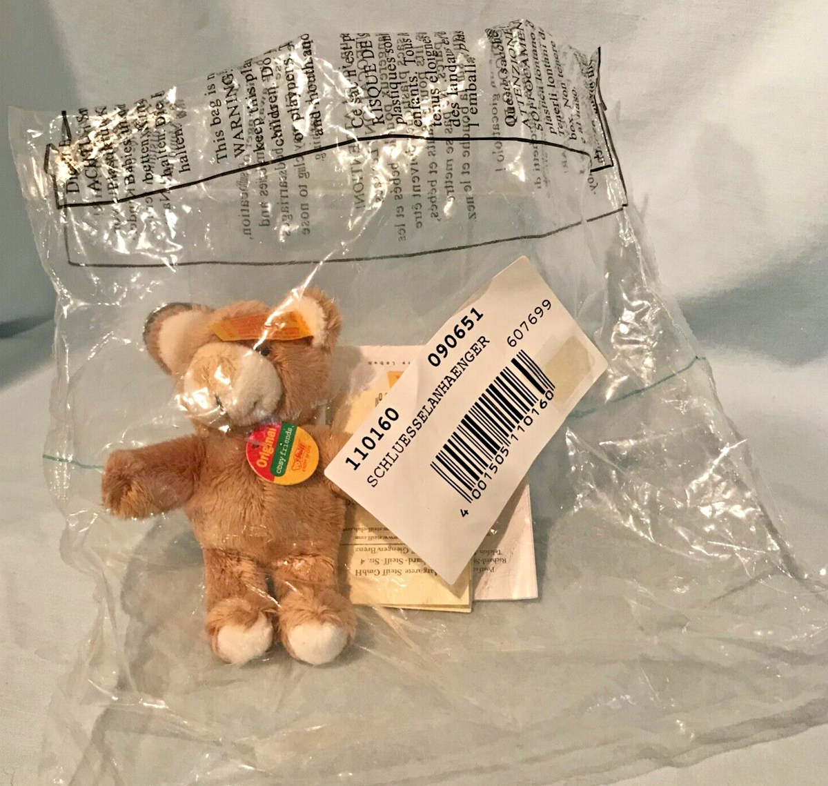 Steiff Teddy Bear Keyring NIP With Tags #110160 Plush Rare
