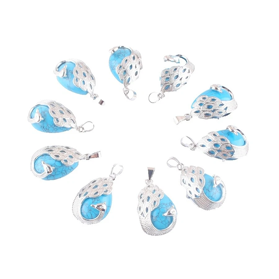 Los Ángeles turquesa plateado Collares y colgantes De moda