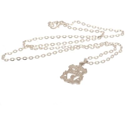 Official Liverpool FC Silver Plated Crest Pendant Necklace - 20 Inch Chain