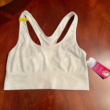 NWT Maidenform Stretch Rib Crop Tank Style Bra White Size MEDIUM