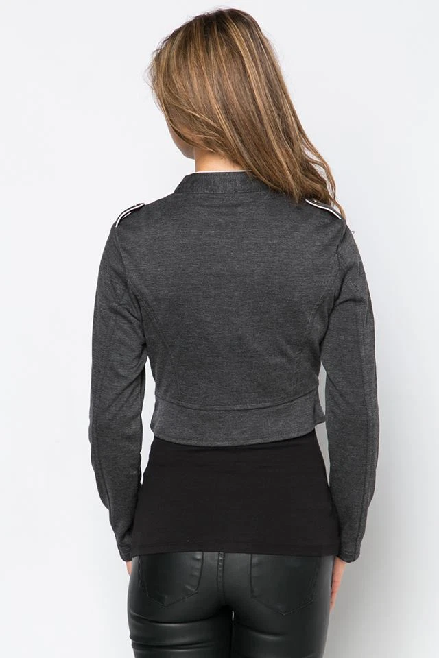 Military Cropped with Long Sleeve Grey Buttons Jacket Size Large / 071 - Image 4 of 4