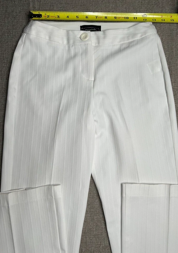 Pantalones de vestir para mujer My Michelle talla 3/4 blancos corte recto ropa de trabajo oficina Foto 4 de 4