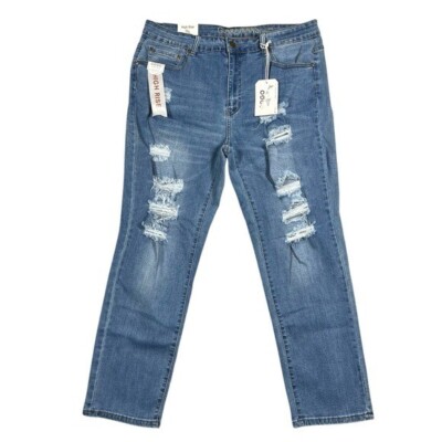 Gogo Jeans Juniors High Rise Skinny Distressed Blue Jeans Size 20