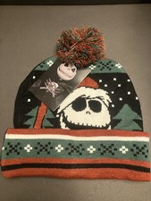 The Nightmare Before Christmas Jack Skellington Beanie Hat NWT Disney Pom Pom