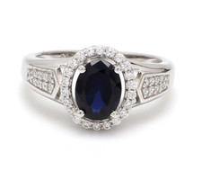 Beautiful Women's 2.55 Carat Blue Sapphire White CZ 925 SS Wonderful Halo Ring
