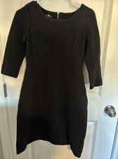 Talbots Petites 2P Black Structured 3/4 Sleeve Dress