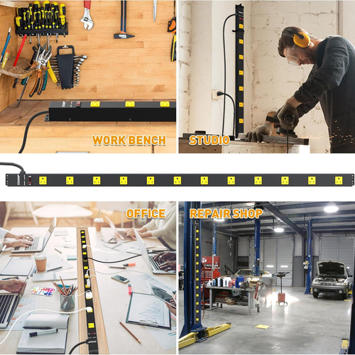 12 Outlet Long Power Strip with 15Ft Cord, Wide Spaced Industrial Heavy Duty Sur - Picture 6 of 8