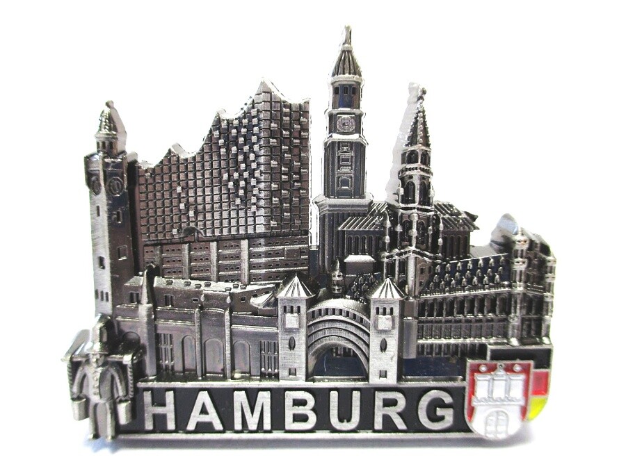Hamburg metal magnet Elbphilharmonie Michel Rathaus Germany souvenir (si)