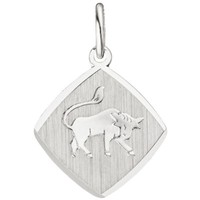 AnhäNger Sternzeichen Stier Aus 925 Silber Rhombus Teilmattiert Rhodiniert