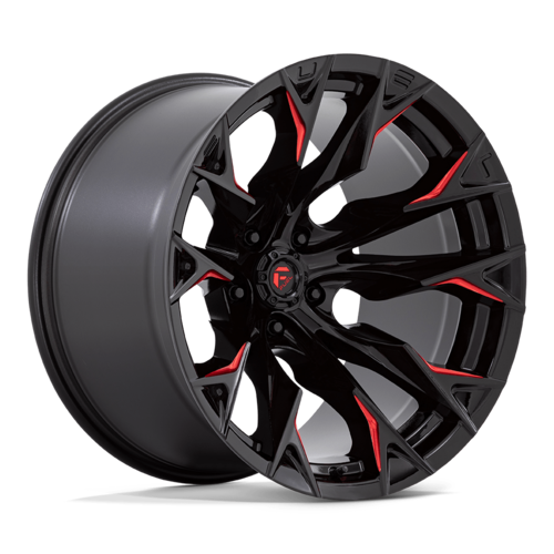 22 Inch Black Red Wheels Rims Fuel Offroad Flame 5 D823 22x12 5x5