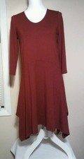 Eileen Fisher Round Neck Jersey Maroon Dress Size PM sale