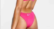 Nike Essential Women's Sling Swim Cheeky Bikini Bottoms Pink SZ L