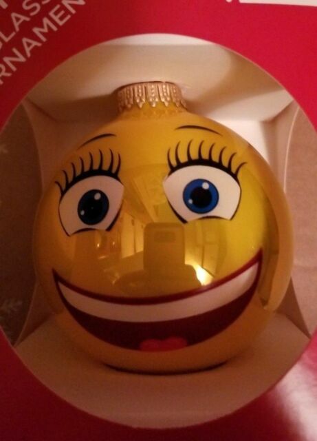 holiday time glass christmas ornament emoji omg phrase yellow for sale online ebay holiday time glass christmas ornament emoji omg phrase yellow