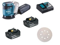 Makita DBO180Z Akku-Exzenterschleifer 18V DBO180 Mit 2 Akkus 3Ah Und LadegeräT