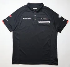 WINMAU BLADE 6 TOUR DARTS POLO SHIRT JERSEY TOP BLACK POCKET VTG MENS M MEDIUM
