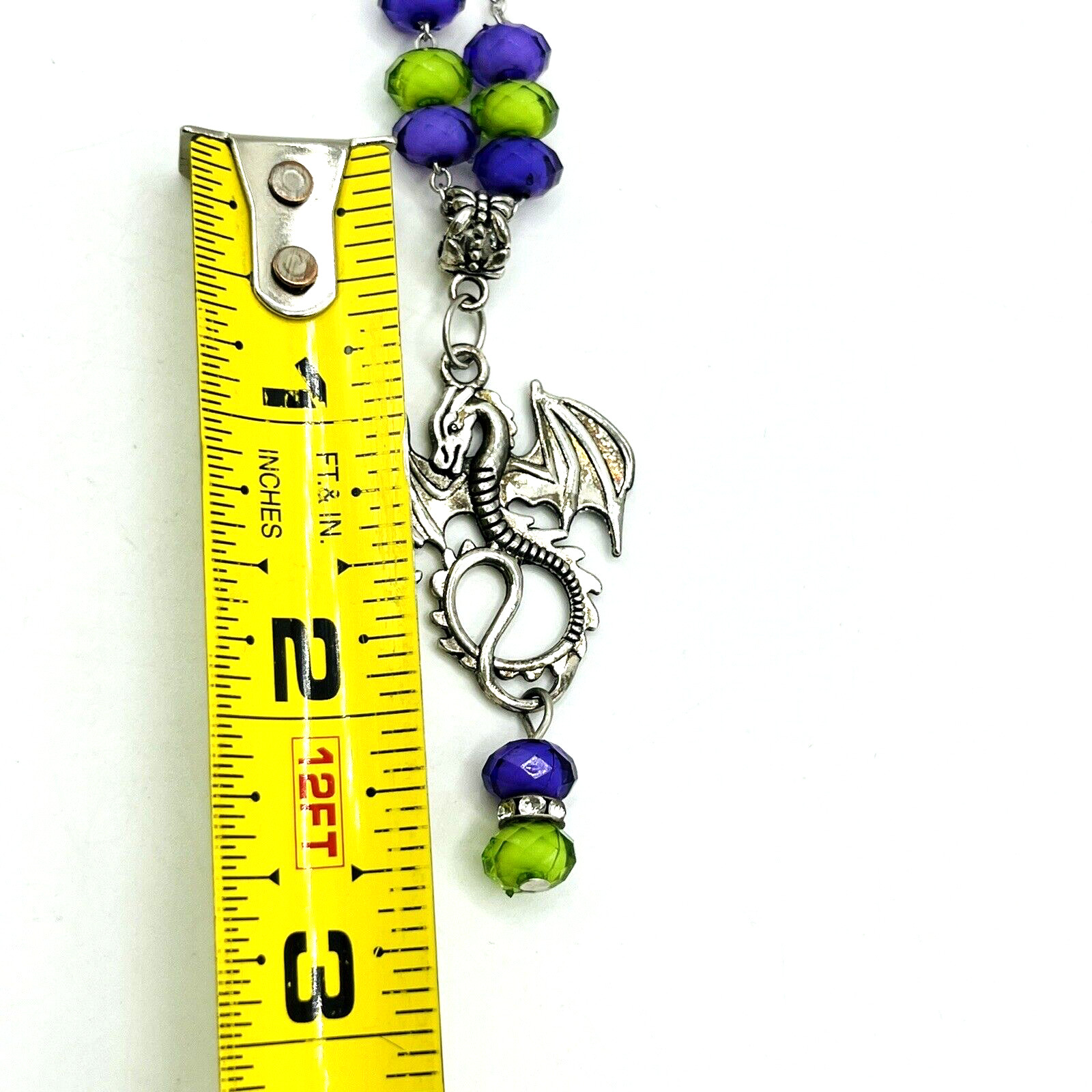 Statement Dragon Dangle Pendant Necklace Green Pu… - image 8