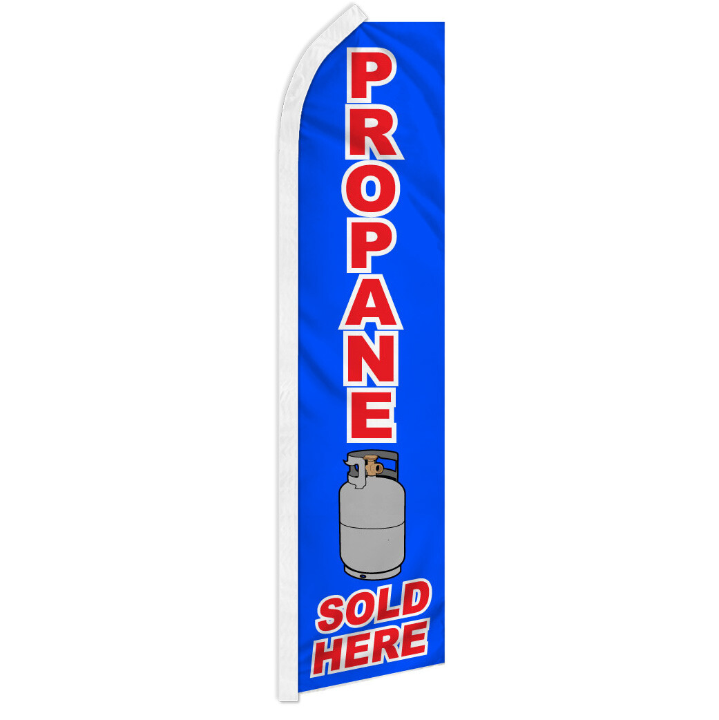 PROPANE SOLD HERE (Blue) Flutter Feather Banner Flag (11.5 x 2.5 Feet) Overnight Grafix