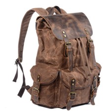 Vintage Waxed Canvas Backpack Men Women Travel School Bookbag Laptop Rucksack