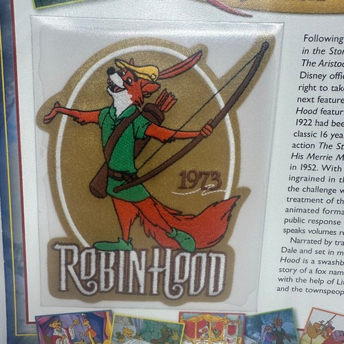 Tarjeta parche coleccionable de recuerdos de Disney de Willabee & Ward Robin Hood 1973 - Imagen 2 de 4