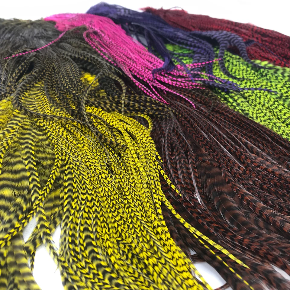 SELA HALF GRIZZLY ROOSTER - Extensões de cabelo Hareline Fly Tying Hackle Feather - Imagem 2 de 3