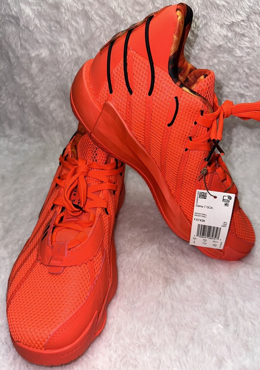 Adidas Dame 7 GCA Basketball Shoes Men's Size 9 FX7439 Fire Orange