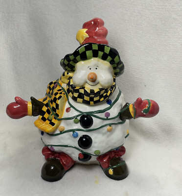 Crazy Ceramic Snowman Lighting Up Christmas Cookie Jar by Centrum M4109