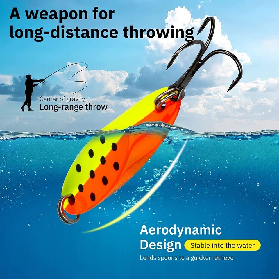 THKFISH 5pcs Sequins Spoon Fishing Lures Fishing Bait Metal Artificial Hard Lure - Image 3 of 4