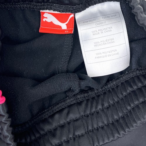 PUMA Pants Girls 4T Black Pink Striped Sweatpants Joggers Logo Kids Youth 16x16 - Picture 4 of 6
