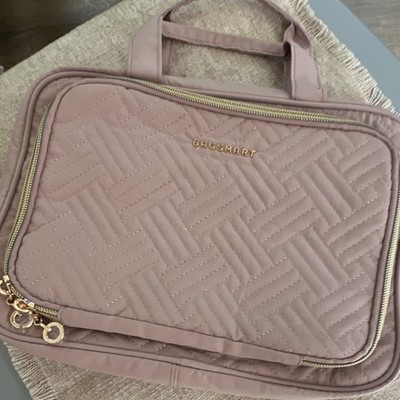 BAGSMART Pink Quilted Makeup Bag Organizer w/ Zipper, Handle & Pockets