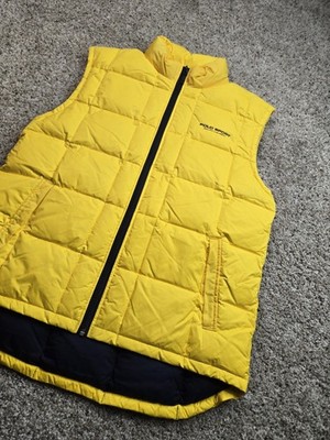 Vintage Polo Sport Ralph Lauren Vest Mens XL Yellow Down Puffer