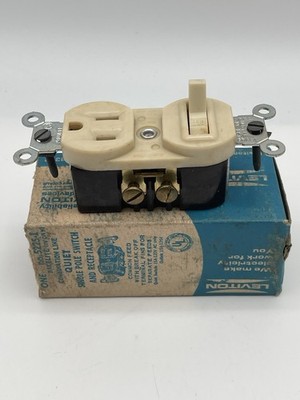 Leviton 5225-I Single Pole AC Quiet Switch Receptacle Ivory 15A NEMA 5-15R NOS
