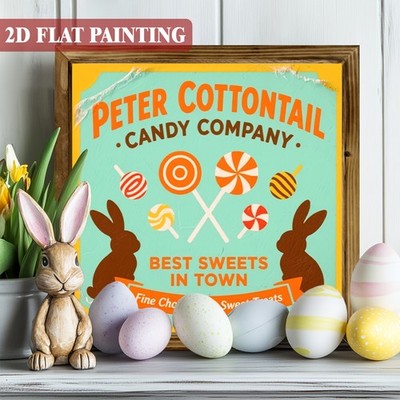 Whimsical Peter Cottontail Best Sweets Wooden Plaque Retro Easter Decoration